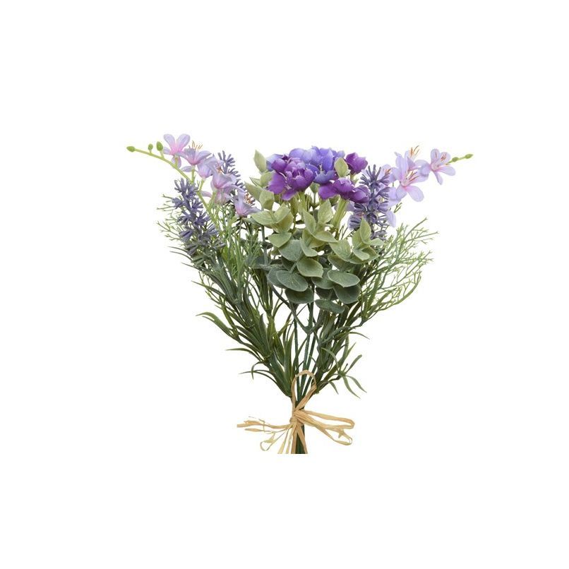 Artificial Bunched Flowers 31cm Purple