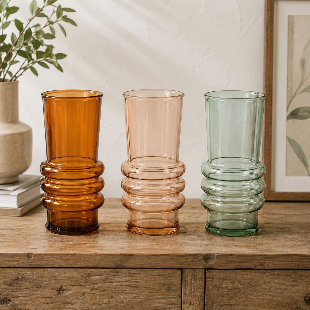 Vase Recycled Glass 25cm 3 Assorted PDQ