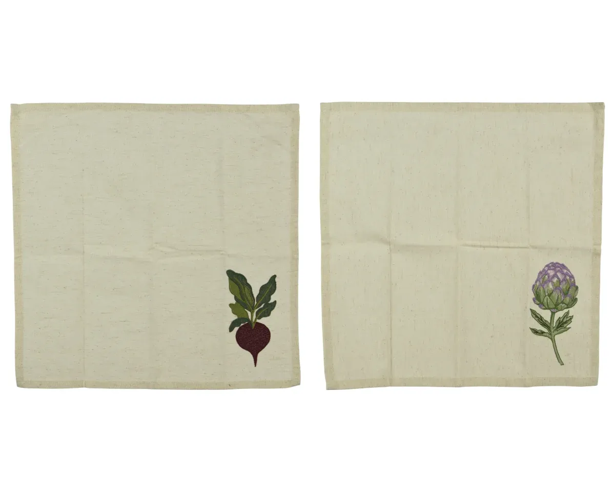Napkin Cotton Radish Artichoke Embroidery 40x40cm Napkin Cotton Radish Artichoke Embroidery 40x40cm