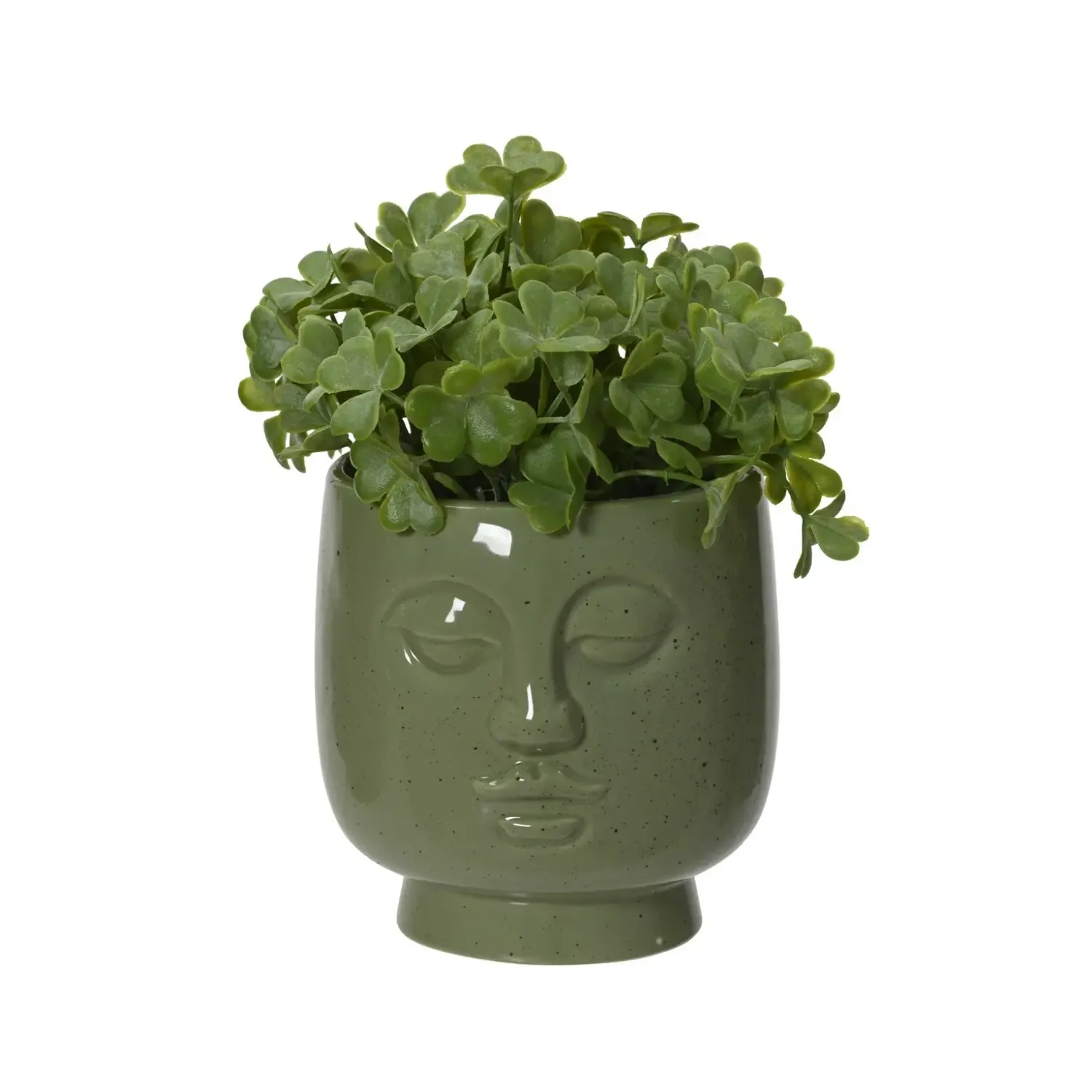 Artificial Succulent in Porcelain Face Pot 2 Assorted 22cm