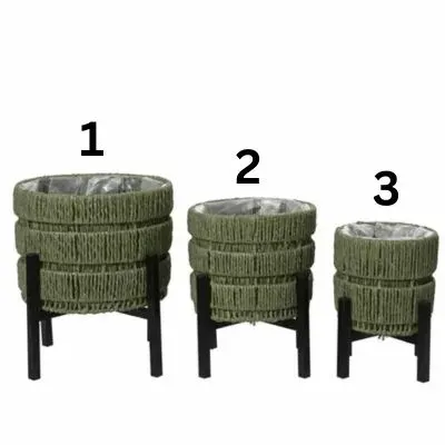 Planter Paperrope Round With Metal Base Planter Paperrope Round With Metal Base
