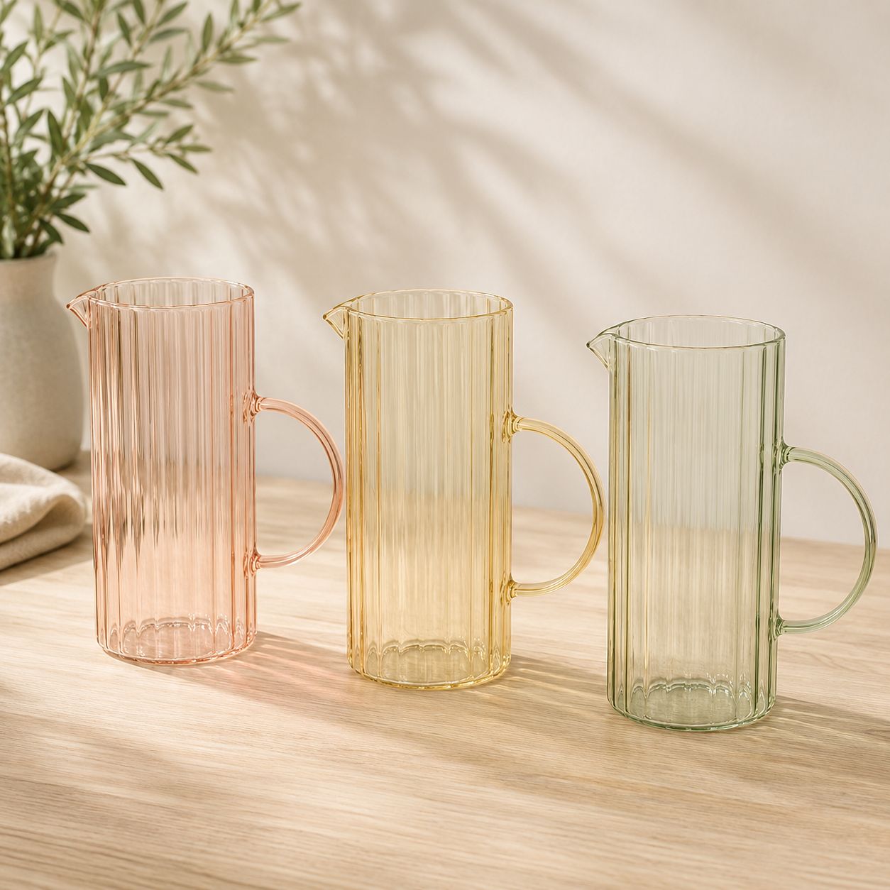 Glass Pitcher Vertical Lines