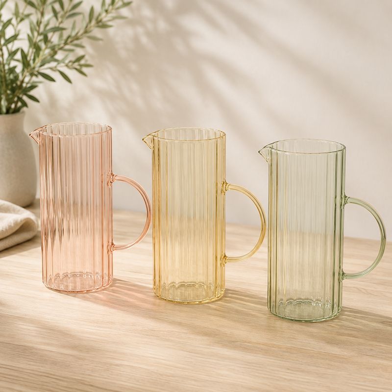 Glass Pitcher Vertical Lines