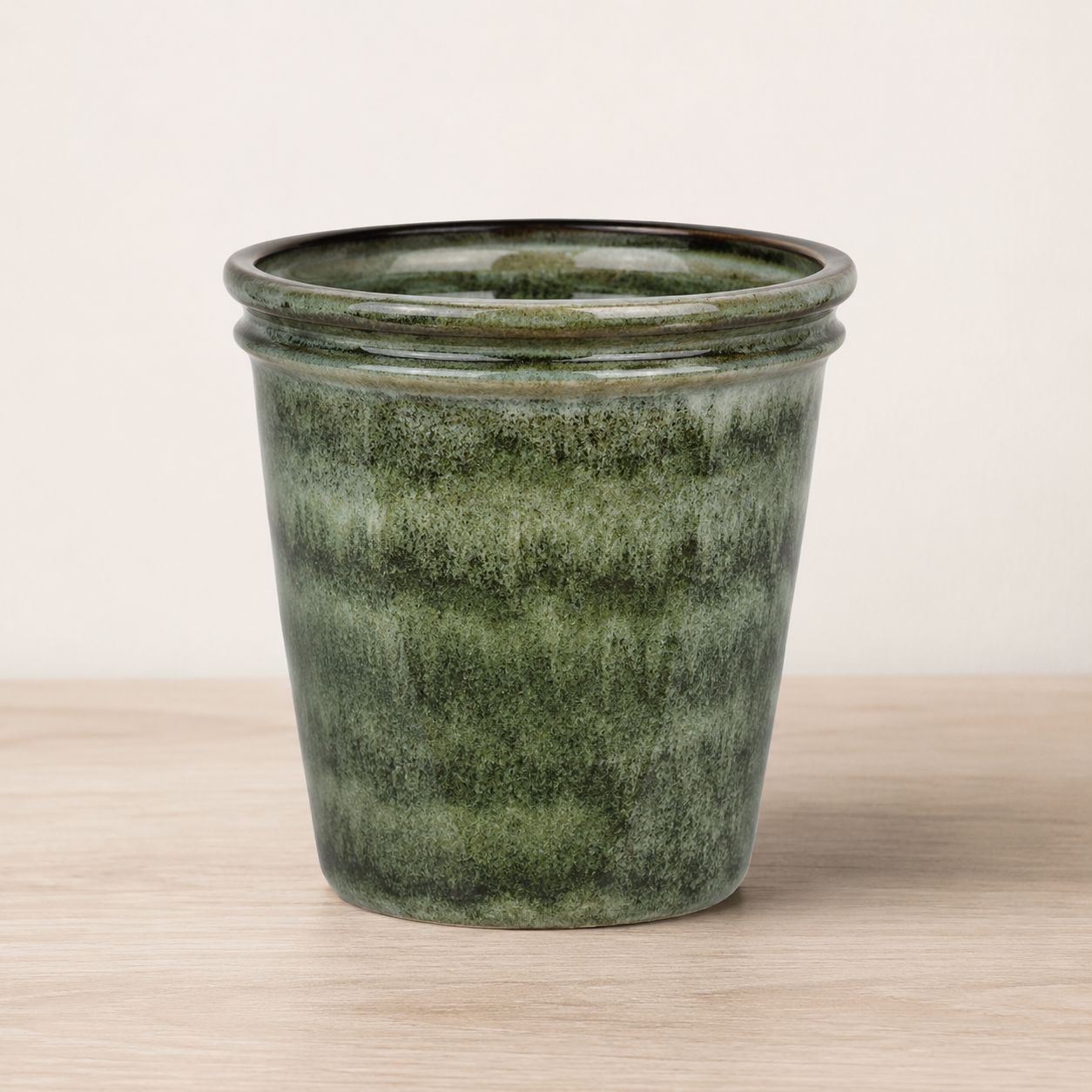 Planter Stoneware Round Reaction Glaze D.20cm x H.24cm Green