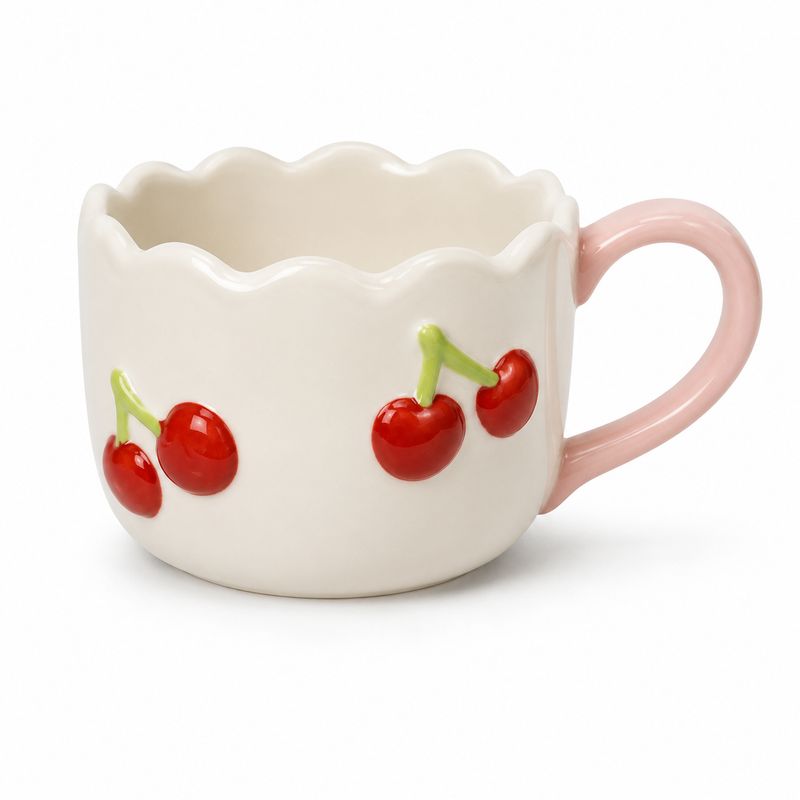 Mug Porcelain Round Cherry Mug Porcelain Round Cherry