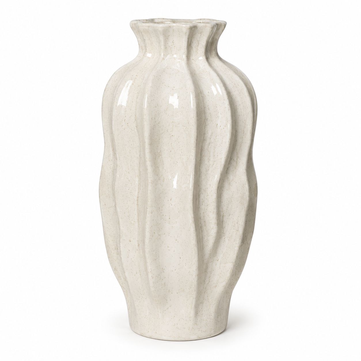 Vase Stoneware Glossy 35.5cm White