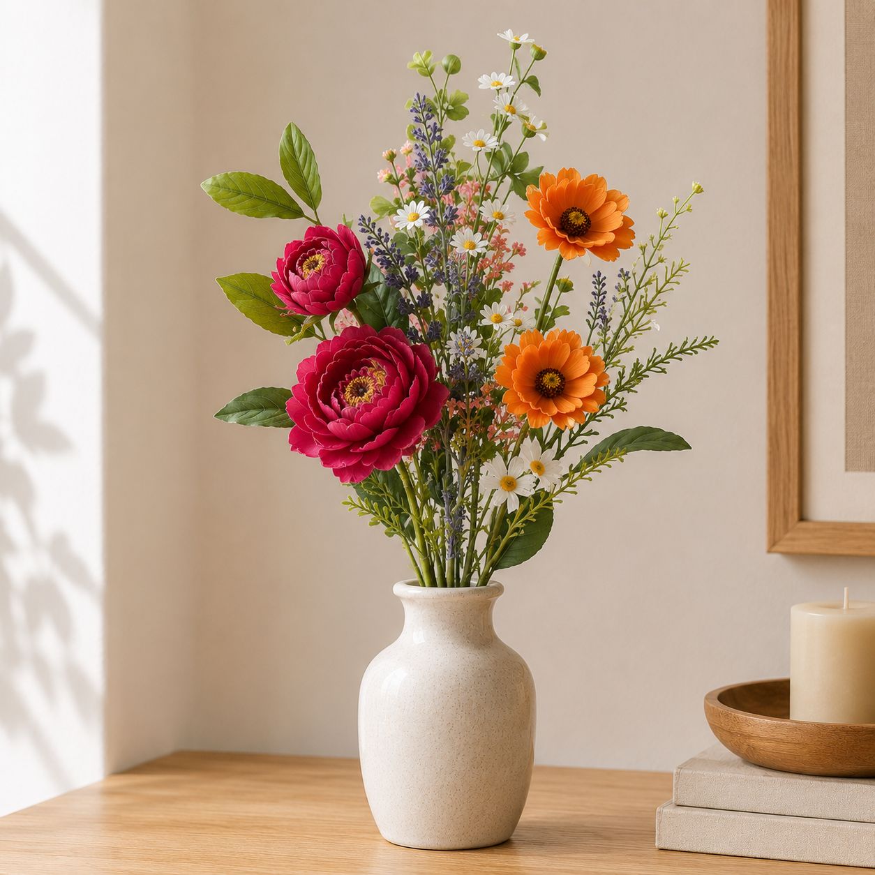 Artificial Bouquet Peony Daisy Wildflower 70cm