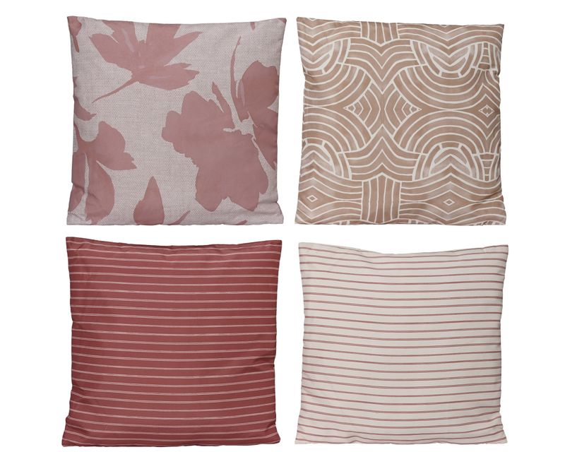 Outdoor Cushion 45x45cm 4 Assorted White/Pink Print