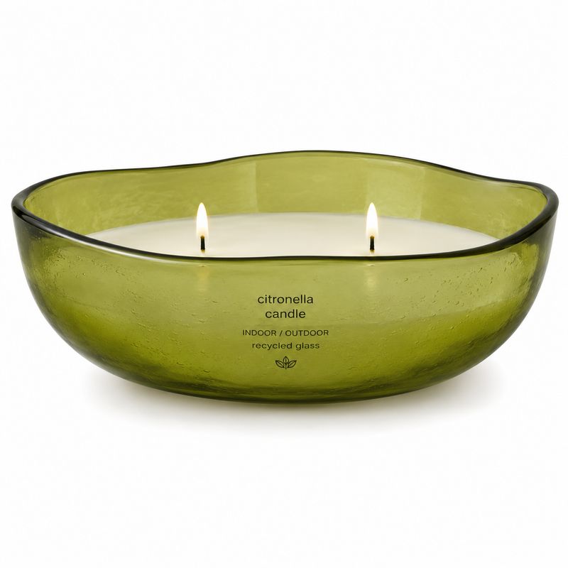Citronella Candle in Recycled Glass 20cm