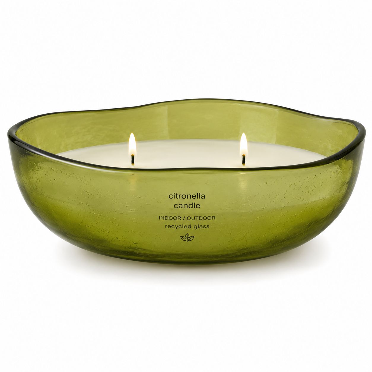Citronella Candle in Recycled Glass 20cm, Color: Green