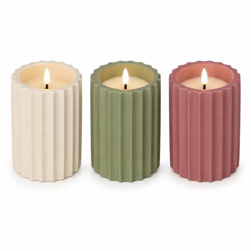 LED Wick Candle in Concrete Pot Flame Effect LED Wick Candle in Concrete Pot Flame Effect