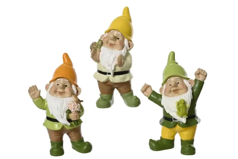 Gnome Polyresin 3 Assorted 23.5cm Green