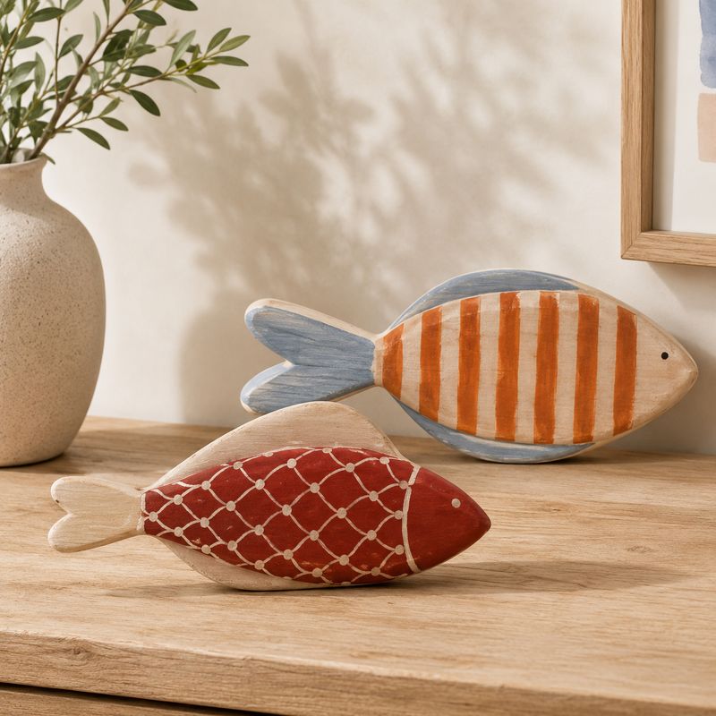Wall Decor Mango Wood Fish 25cm - 2 Assorted