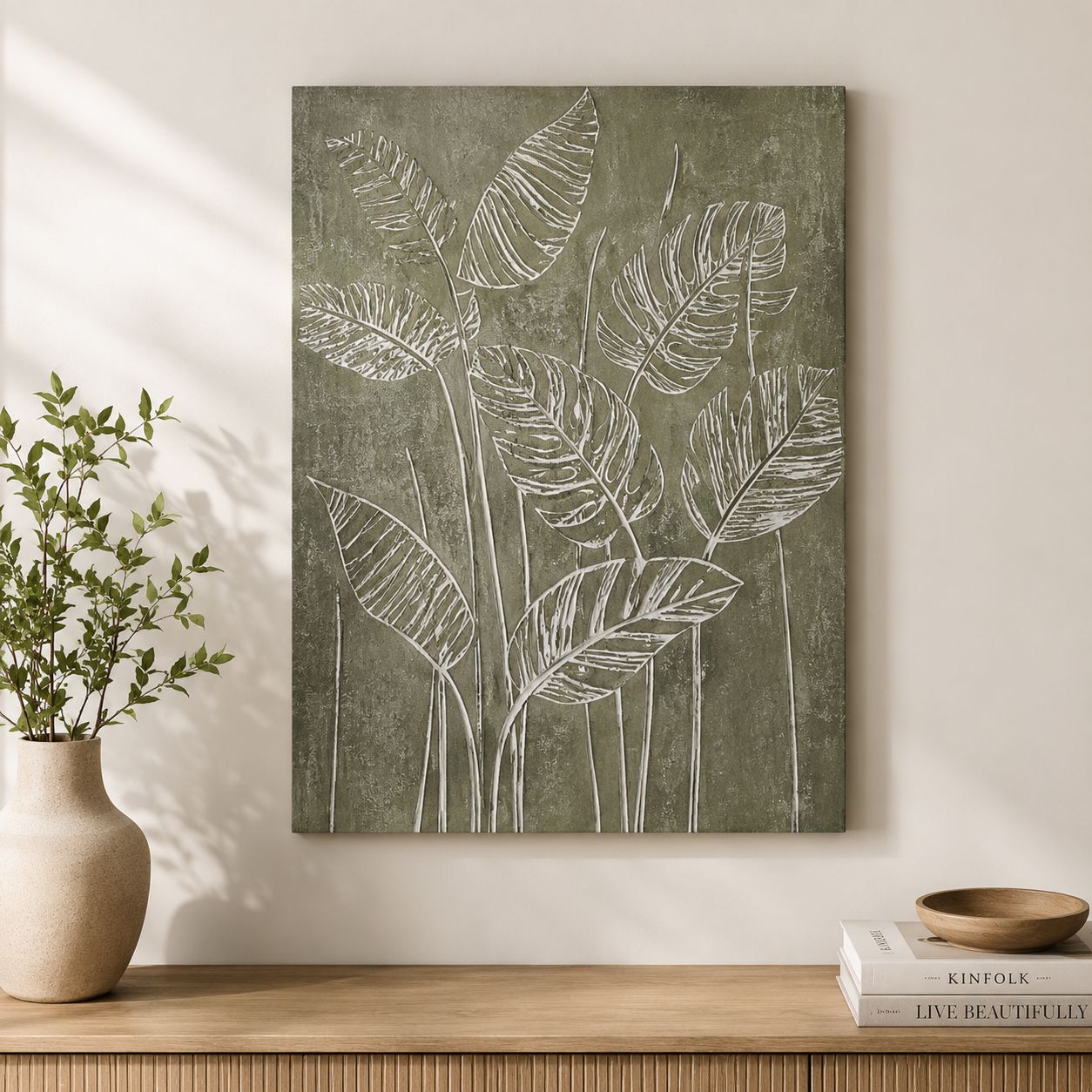Wall Decor Canvas Palm Leaf 60x80cm