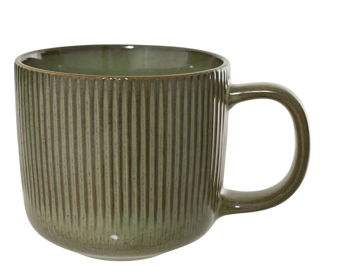 Mug Reactive Glaze Embossed Stripe