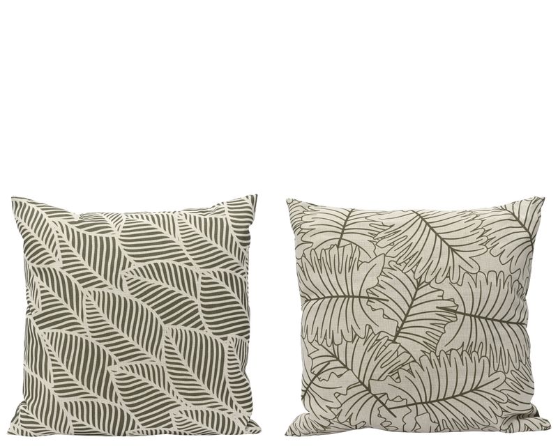 Outdoor Cushion 45x45cm 2 Assorted Green Leaf Print