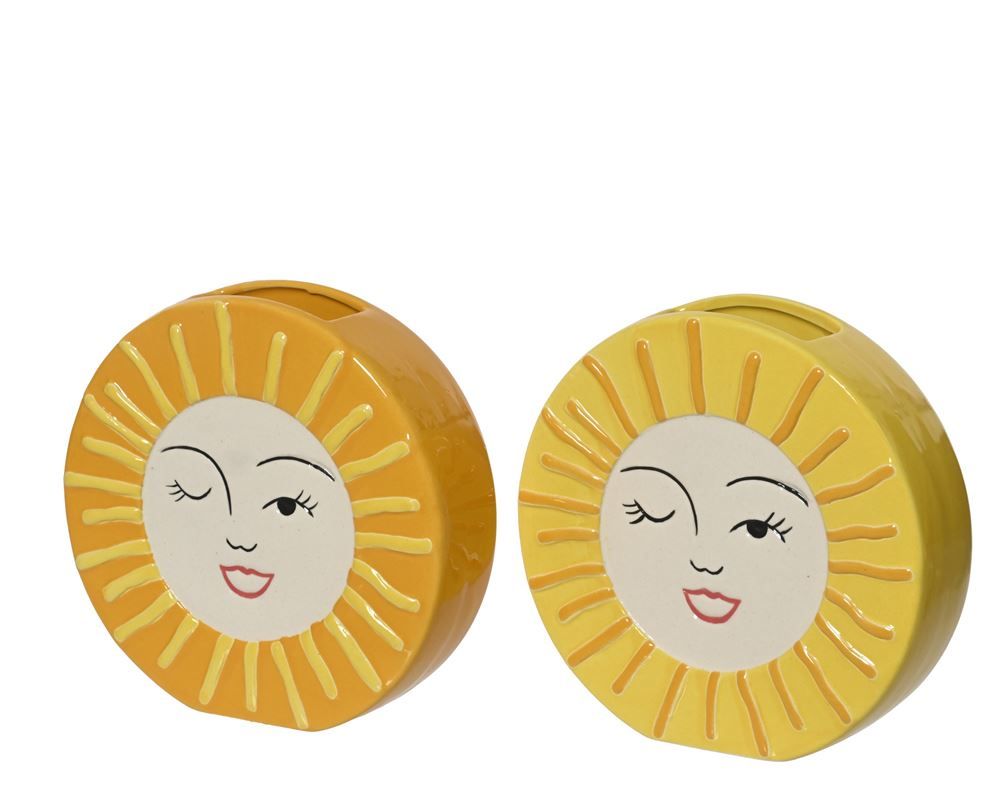 Vase Stoneware Sun Shiny 16.5cm - 2 Assorted Colours