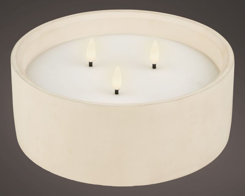 Outdoor Led Wick Candle Concrete Fire Flame Effect Battery Operated 20cm