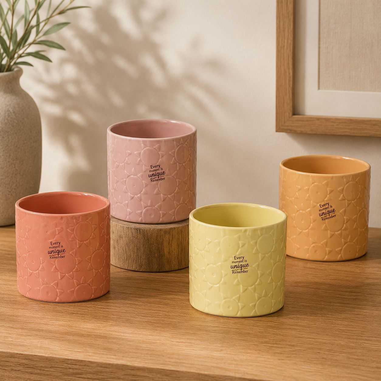 Stoneware Planter Glazed Print 12x11cm