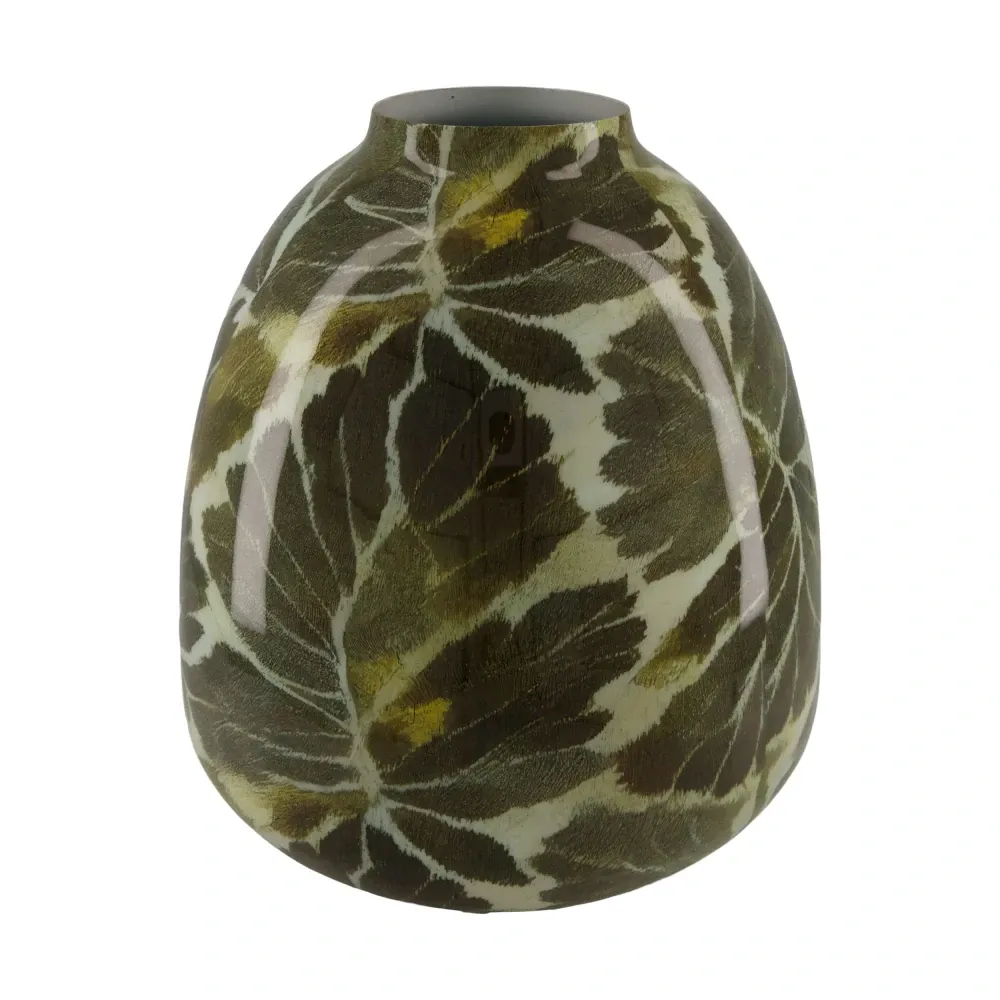 Bottle Green Leaf Metal, Size: 17x31.5cm
