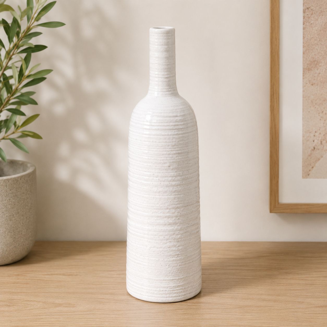 Ceramic Bottle Vase Off White