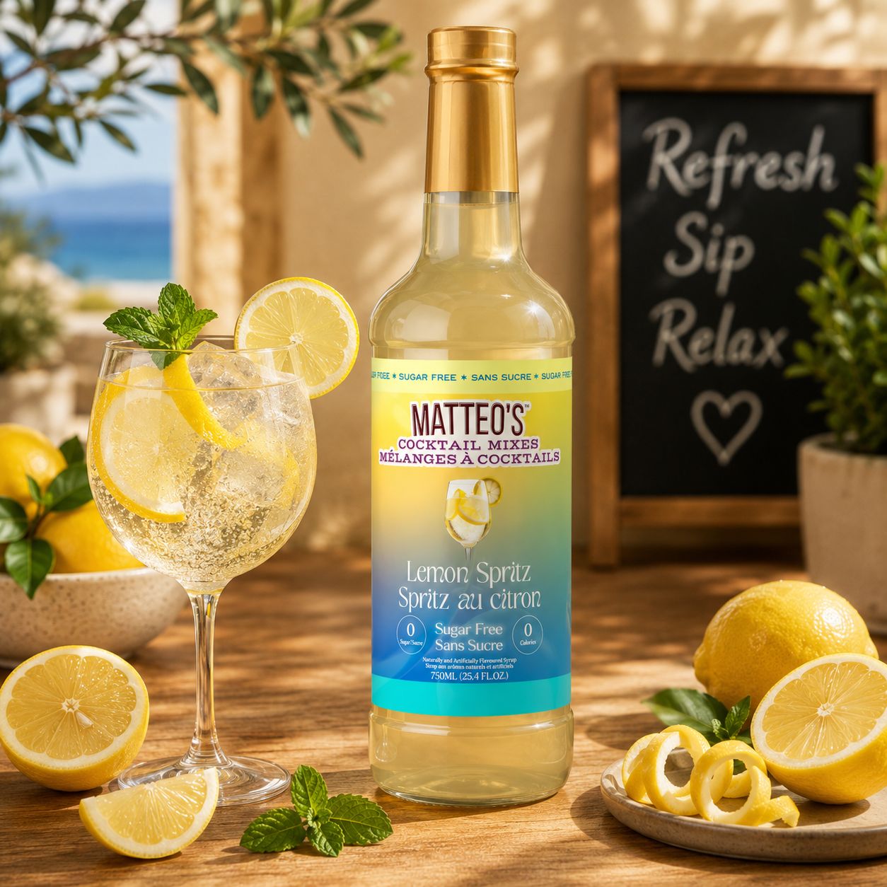 Matteos Sugar Free Lemon Spritz Syrup 750ml