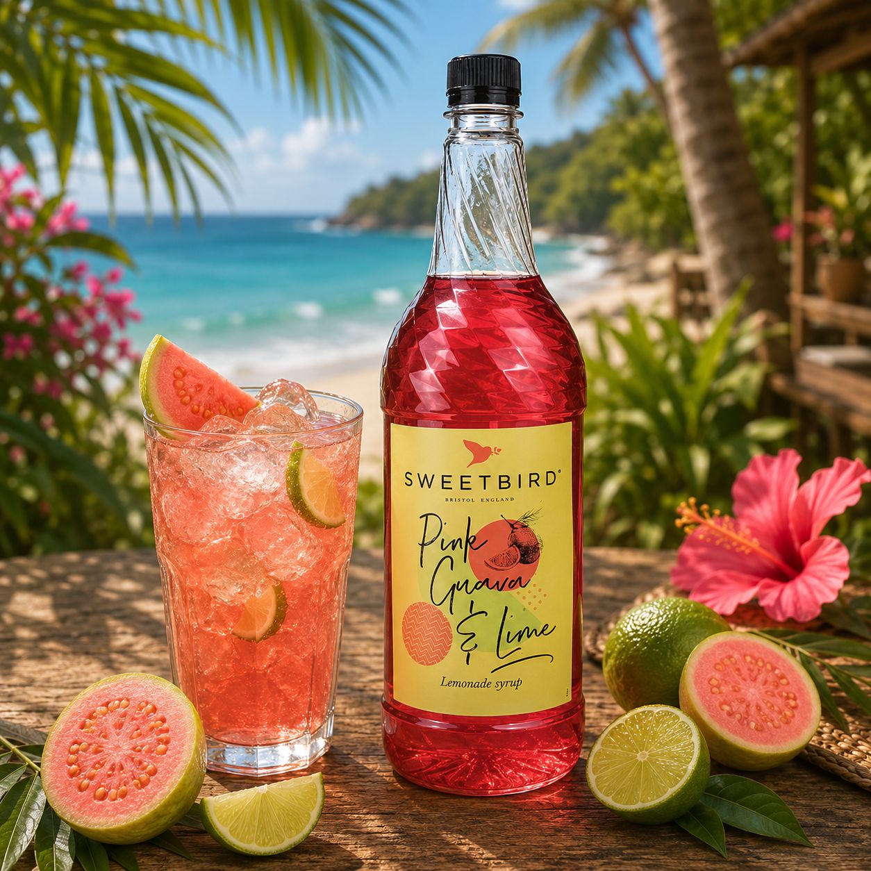 Sweetbird Pink Guava &amp; Lime Lemonade Syrup 1L