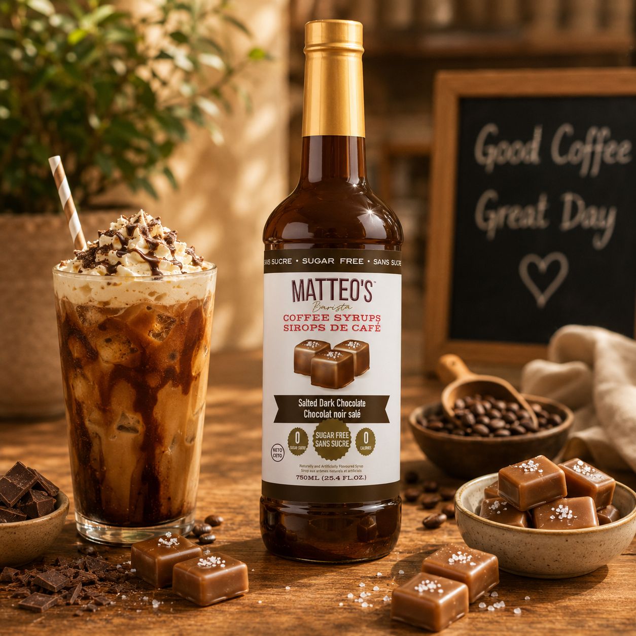 Matteos Sugar Free Salted Dark Chocolate Syrup 750ml Matteos Sugar Free Salted Dark Chocolate Syrup 750ml