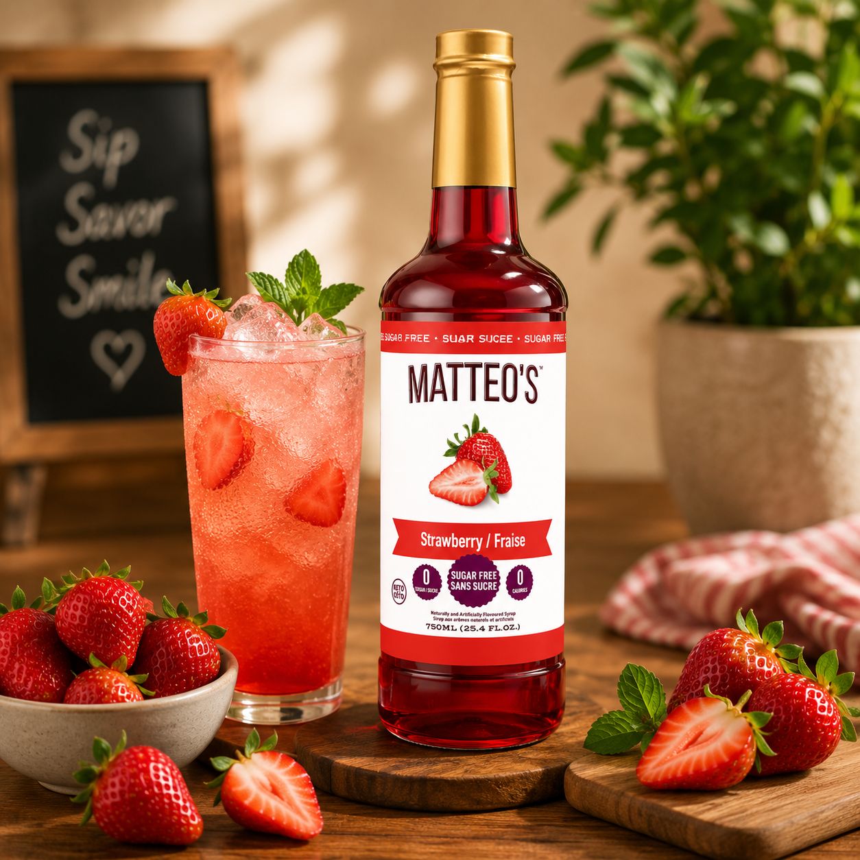 Matteo's Sugar Free Strawberry Syrup 750ml