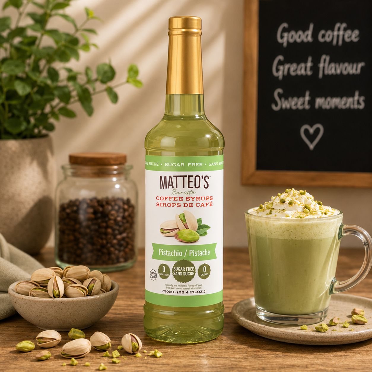 Matteo's Sugar Free Pistachio Syrup 750ml Matteo's Sugar Free Pistachio Syrup 750ml