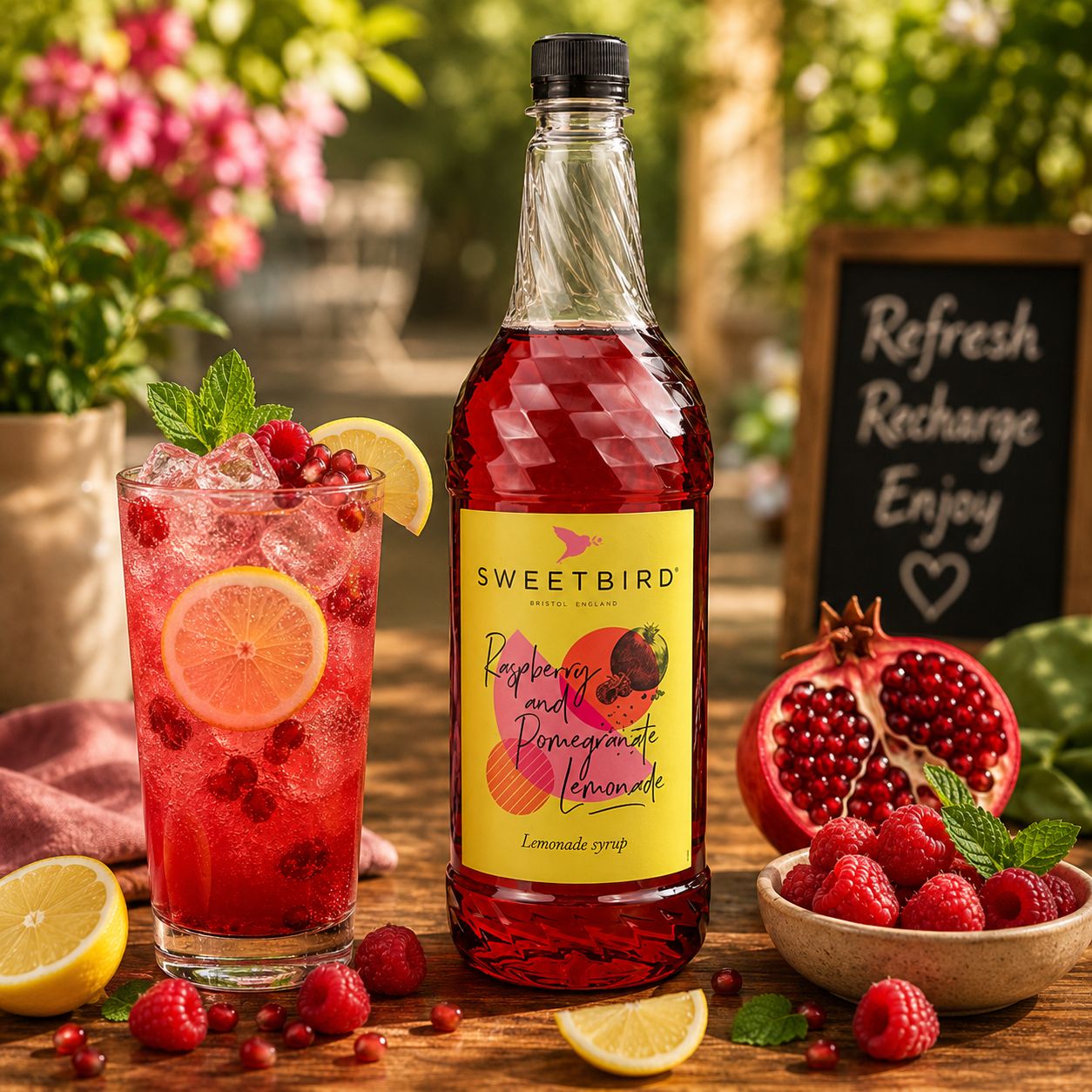Sweetbird Raspberry &amp; Pomegranate Lemonade Syrup 1L