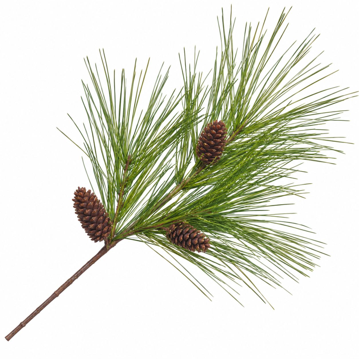 Spray Pine 28" Long Needle with Cone Moss Green Flock