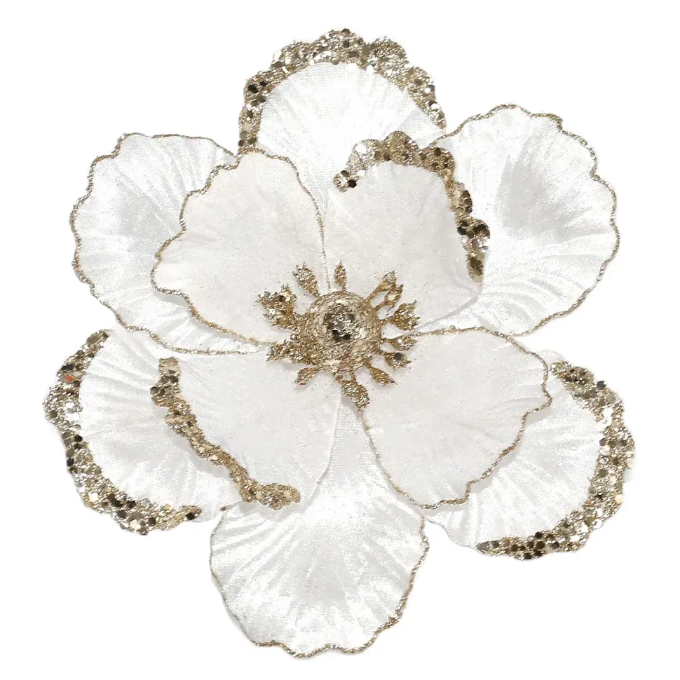 Magnolia Head 10" Sheer with Glitter Edges Champagne
