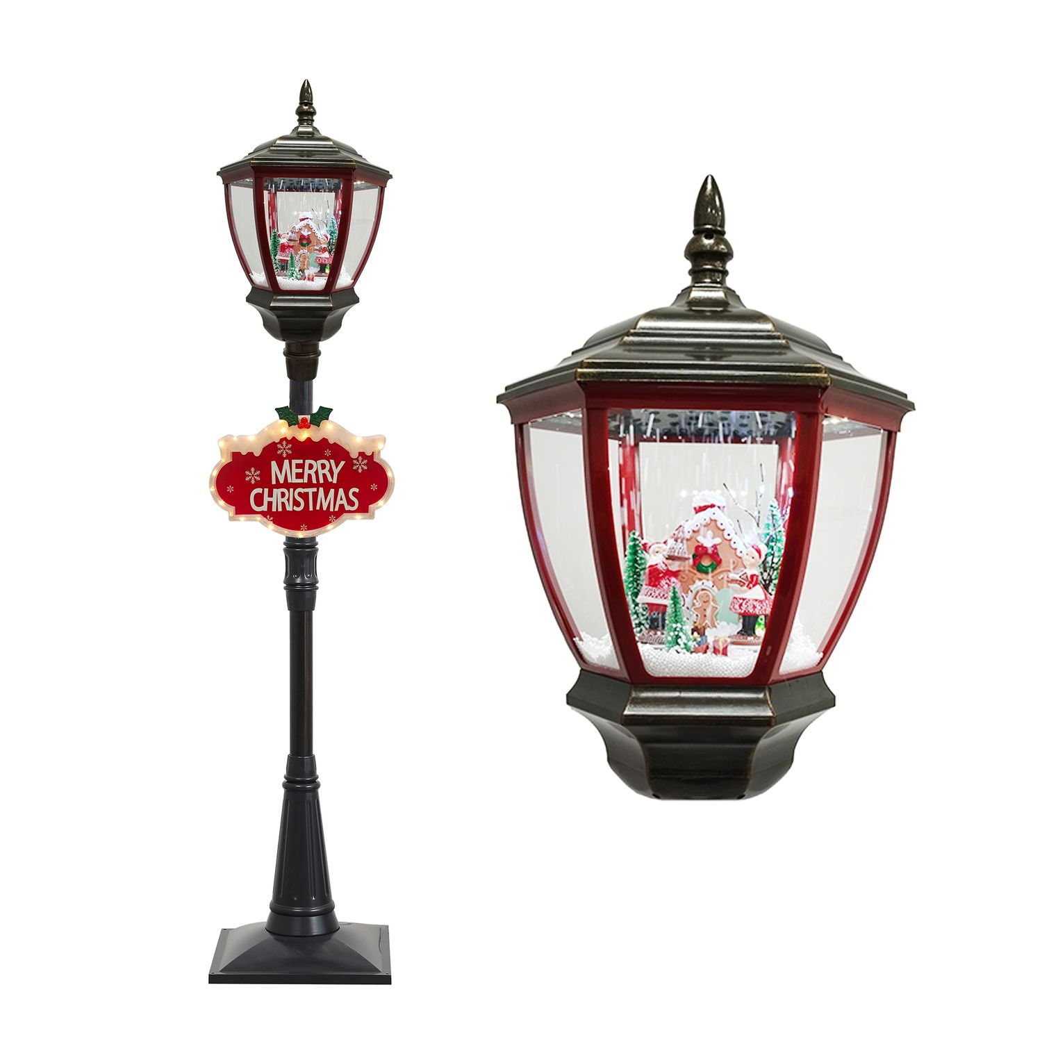 Floor Lantern Snowing Christmas Party 15"X73" Antique