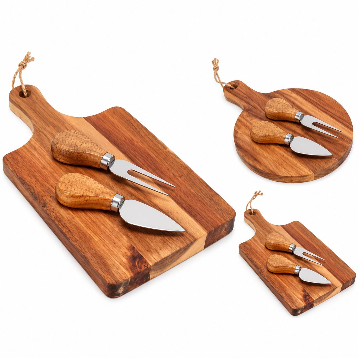 Serving Board Acacia with 2 Cheese Knives