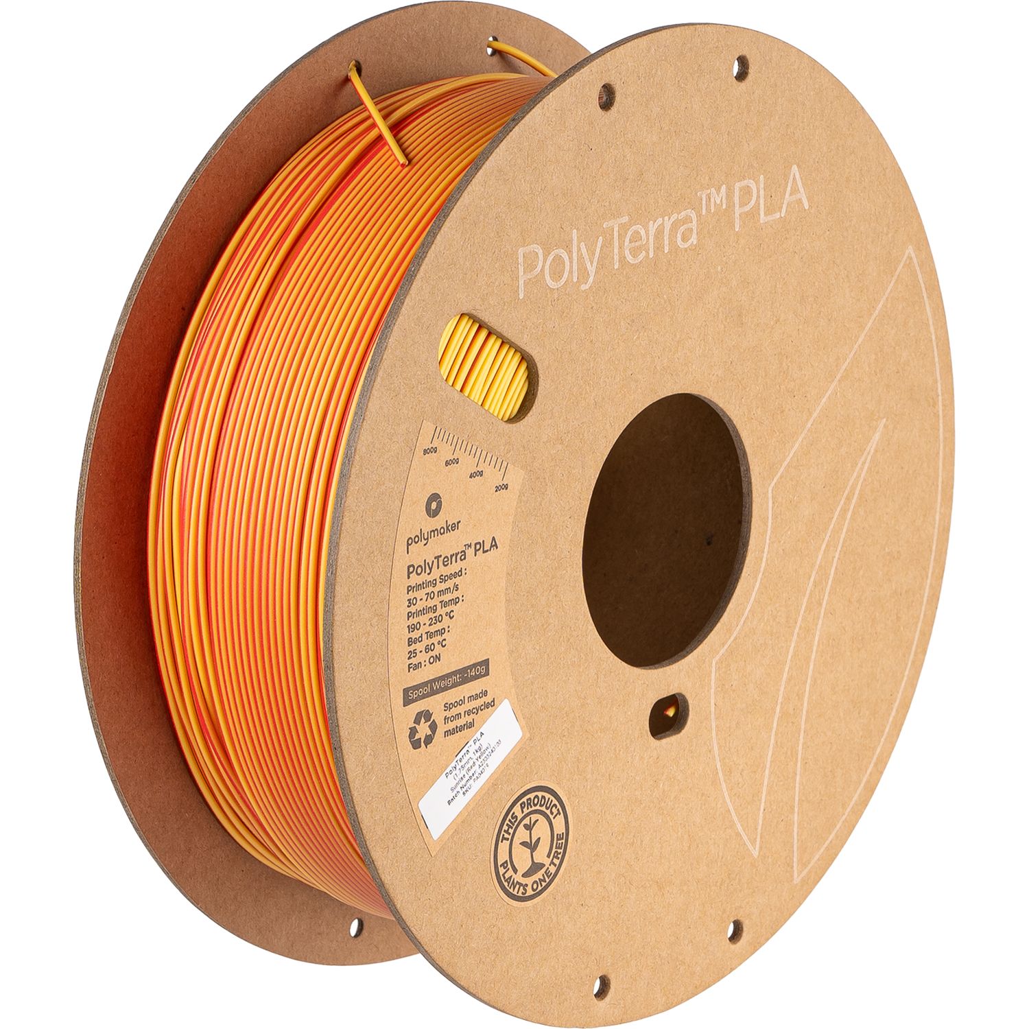 PolyTerra PLA Dual Colours 1.75mm 1kg, Colour: Dual Sunrise (Red-Yellow)