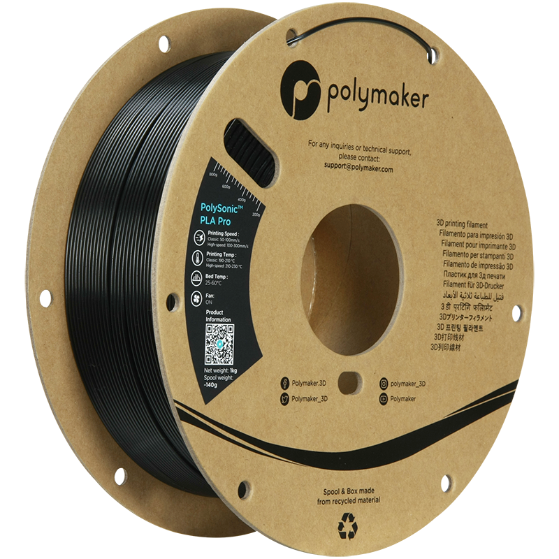 PolySonic™ PLA Pro - High Speed Tough PLA 1.75mm 1kg, Colour: Black