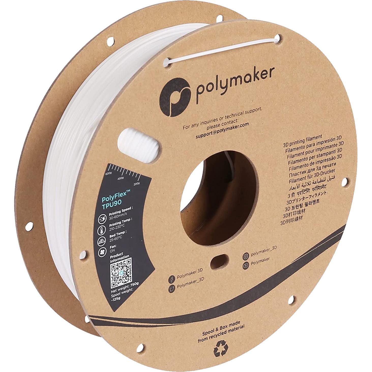 PolyFlex TPU90 1.75mm 750g, Colour: White