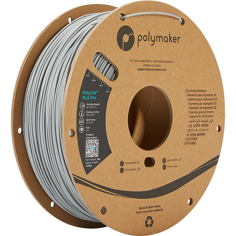 PolyLite PLA Pro 1.75mm 1kg, Colour: Grey