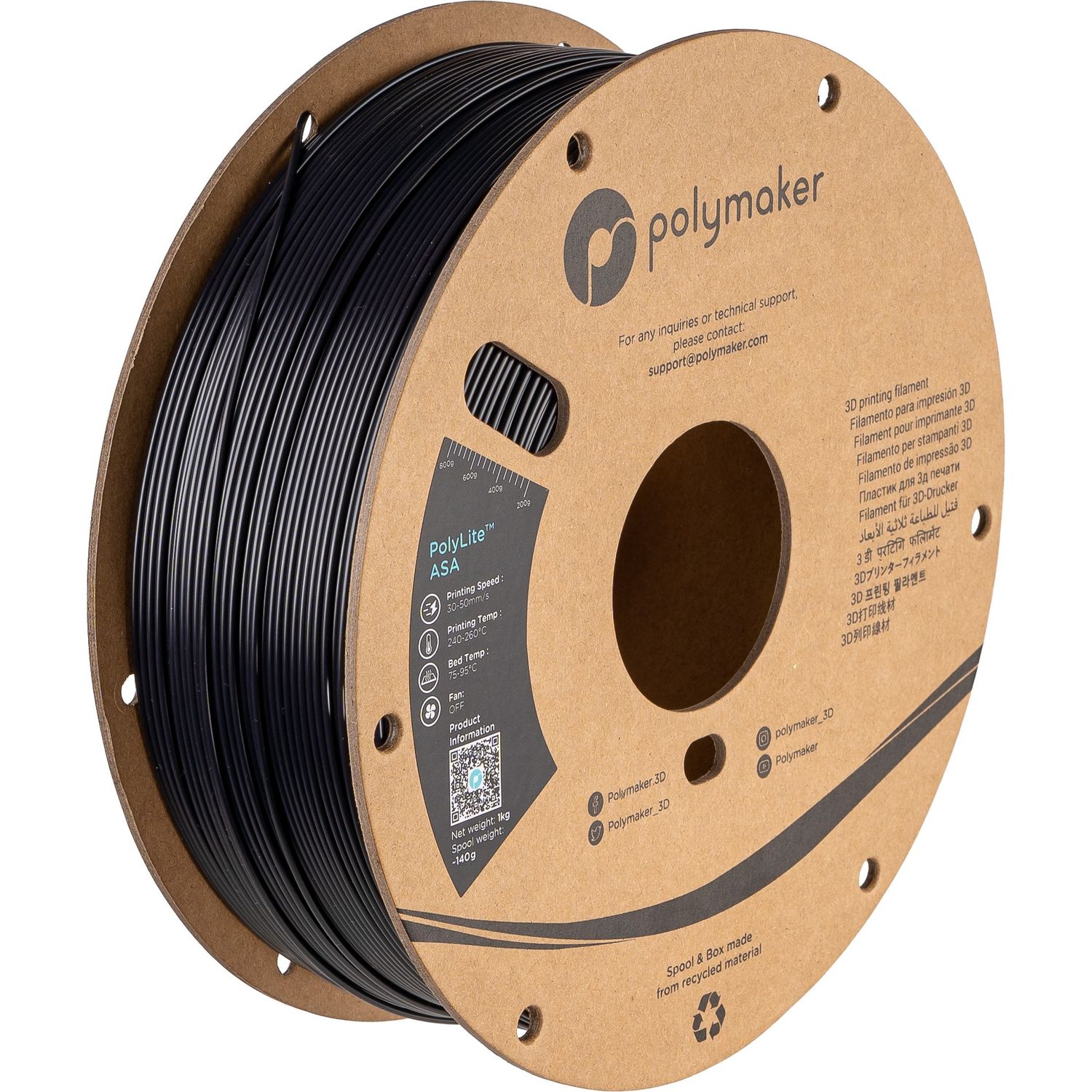 Polymaker ASA 1.75mm 1kg, Colour: Black