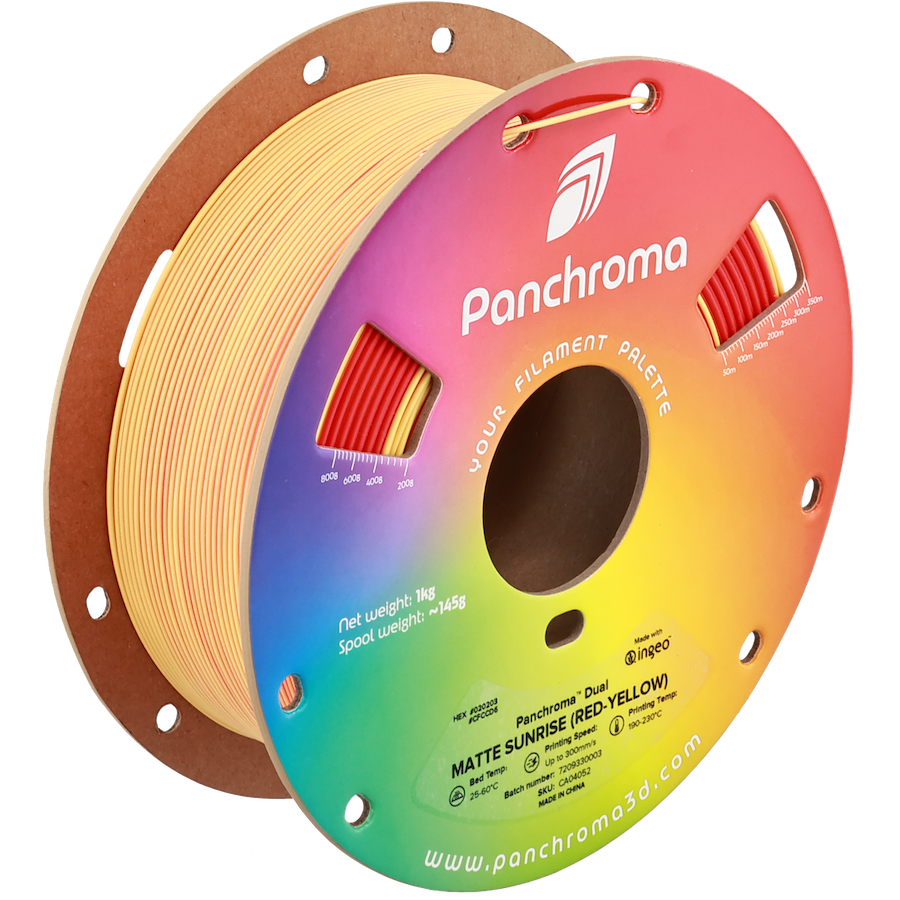 Panchroma Dual Matte PLA  1.75mm 1kg, Colour: Dual Sunrise (Red-Yellow)