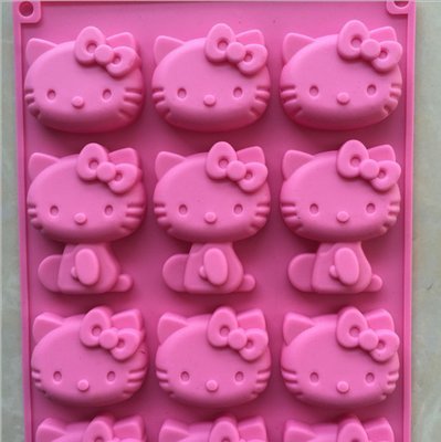 15 cavity Silicone Chocolate Mold Hello Kitty Cake Mold Pudding and Jelly Bakeware -FREE SHIPPING !