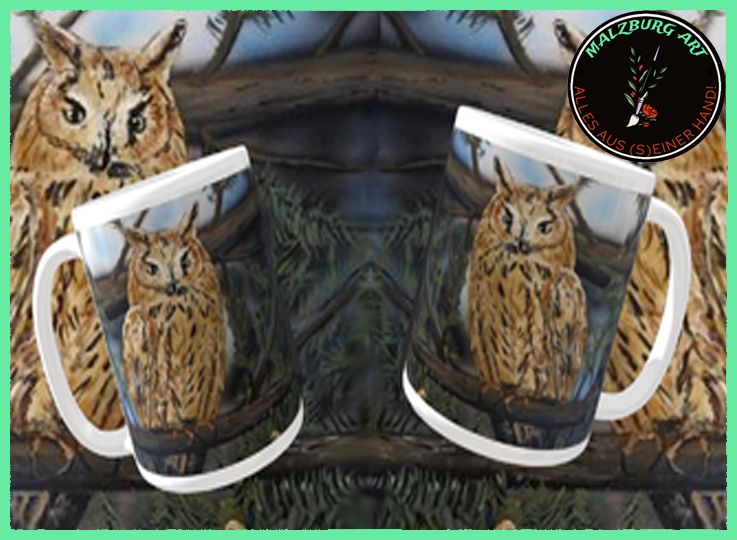 Kaffeetasse mit Künstlerfoto &quot;Waldohreule&quot;