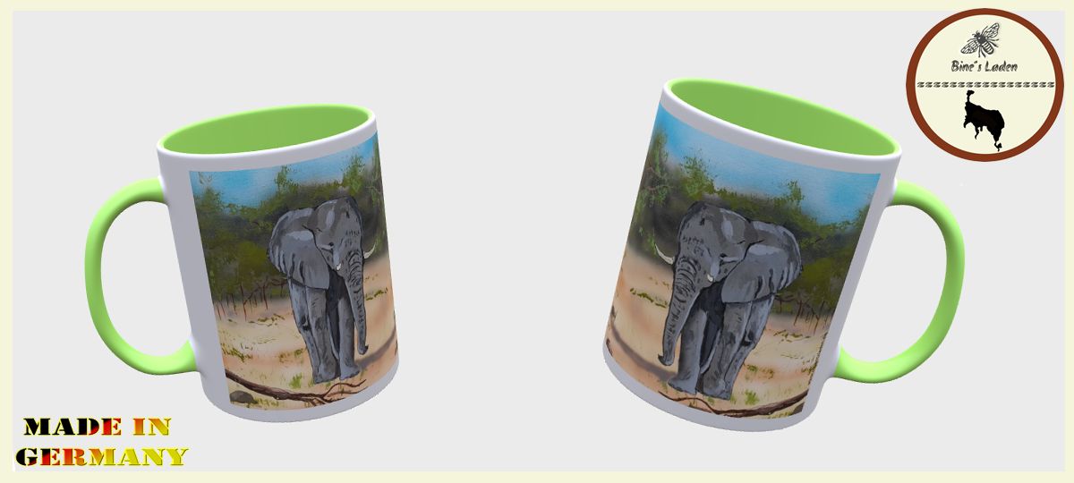 Kaffeetasse mit Künstlerfoto &quot;Elefant&quot;