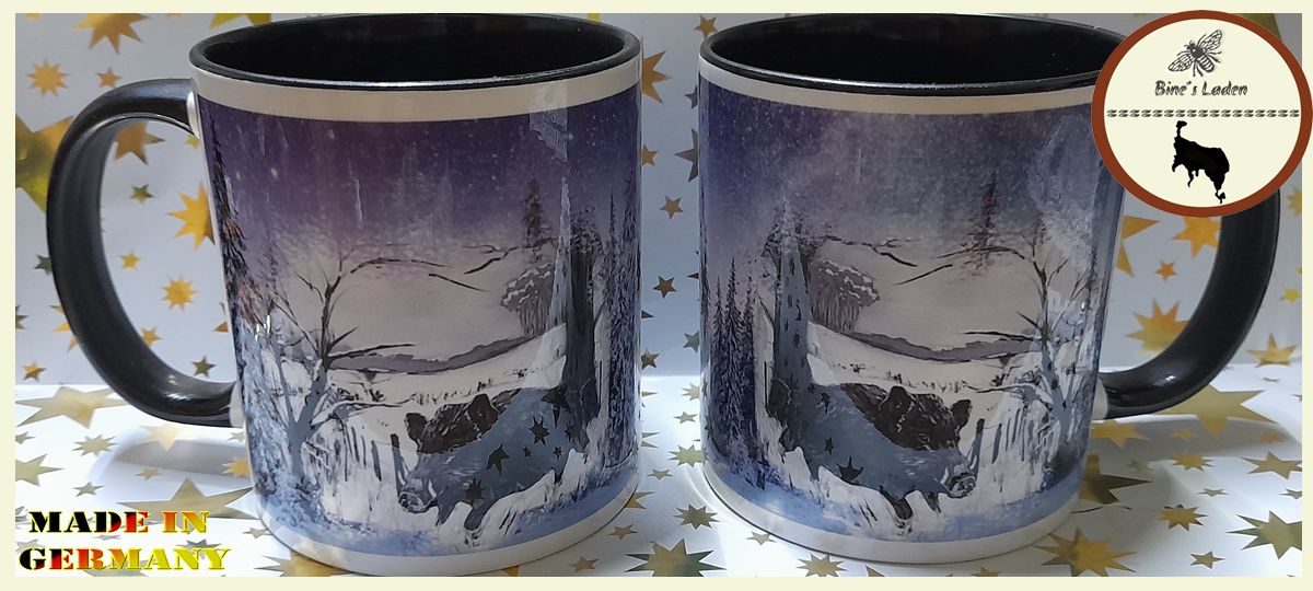 Kaffeetasse mit Künstlerfoto &quot;Keiler im Winter&quot;