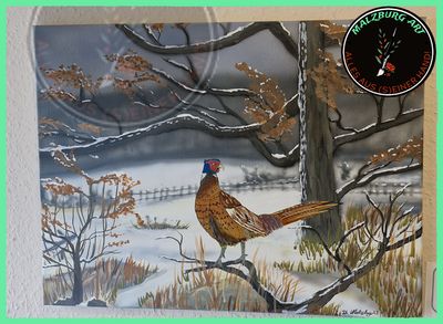 Acryl auf Leinwand &quot;Der Jagdfasan im Winter&quot;   Th.Malzburg