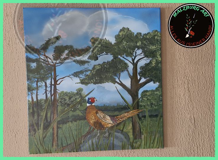 Acryl auf Leinwand &quot;Unser mandschurischer Jagdfasan&quot;   Th.Malzburg