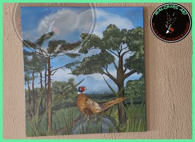 Acryl auf Leinwand &quot;Unser mandschurischer Jagdfasan&quot;   Th.Malzburg