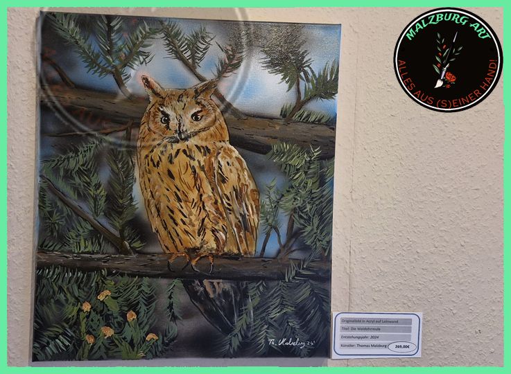Acryl auf Leinwand &quot;Die Waldohrreule&quot;   Th.Malzburg