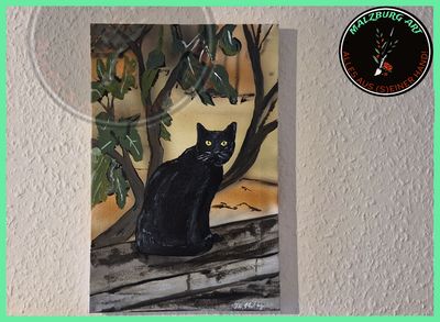 Acryl auf Leinwand &quot;Die Katze Maunz&quot;   Th.Malzburg